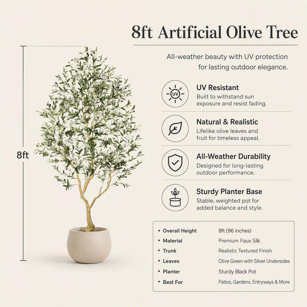 Olive Trees Artificial Indoor 8FT UV Resistant Faux Trees Outdoor