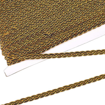 Dark Gold Trim Metallic Floral Gimp Braid Trim Lace Metallic Floral Gimp Braid Trim Lace Centipede Edge - 19 Yards