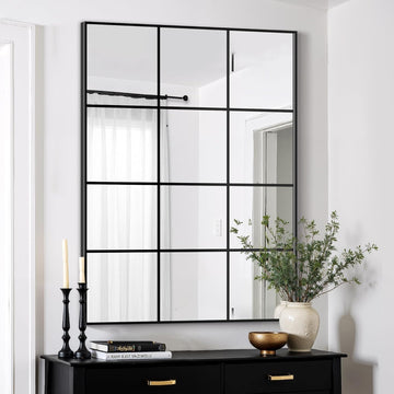 Window Mirrors for Wall Decor, Wall Mirrors Decorative Window Pane 30 x 40, Rectangular Metal Framed Wall Mounted