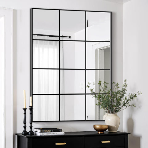 Window Mirrors for Wall Decor, Wall Mirrors Decorative Window Pane 30 x 40, Rectangular Metal Framed Wall Mounted