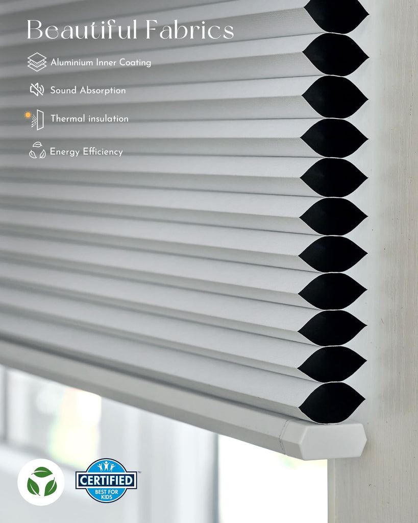 Smart Custom Cellular Shades Compatible with Alexa Google Blackout Rechargeable Motorized 5/8" Single-Cell Honeycomb