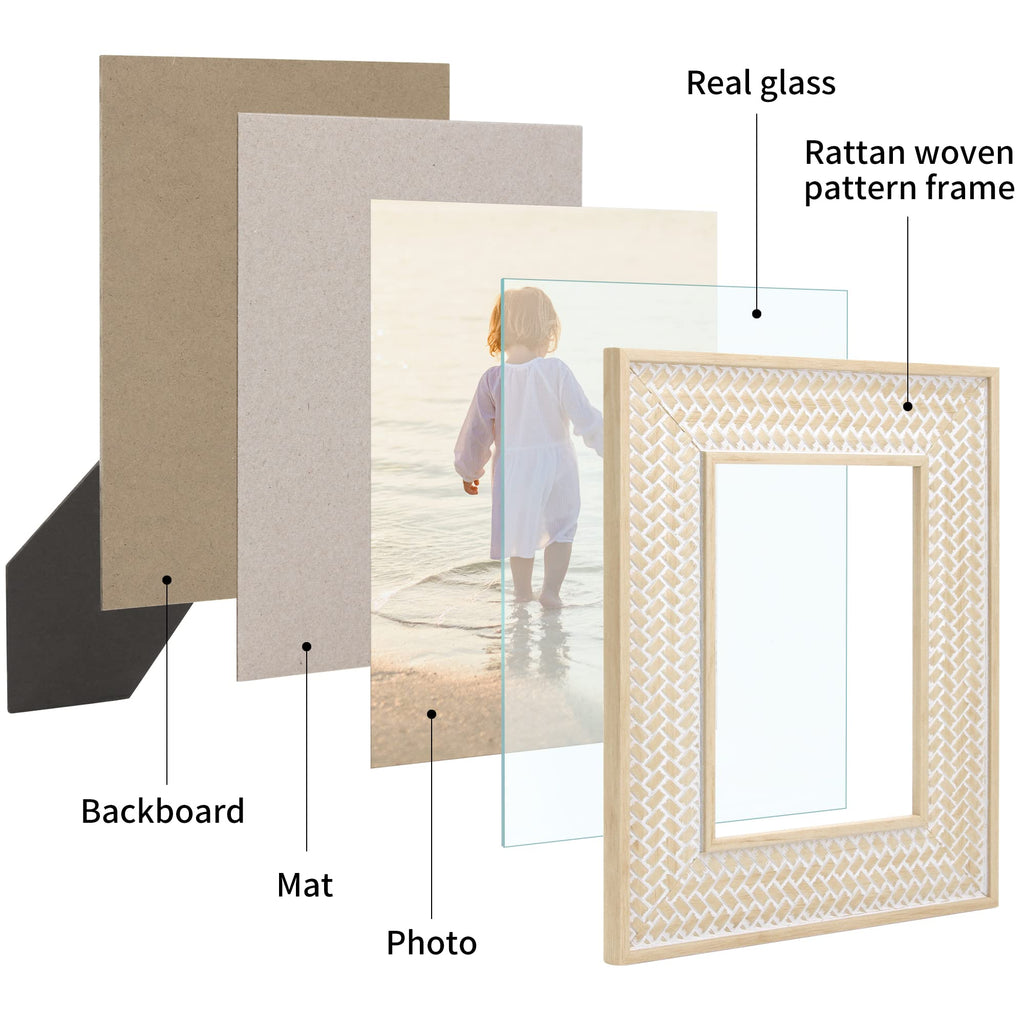 Boho 5x7 Picture Frame Woven Rattan Photo Frame