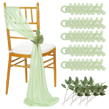 Sheer Fabric Wedding Chair Sashes: 36PCS Tulle Church Chair Cover Long Chairs Bows Aisle Drapes Party Decorations