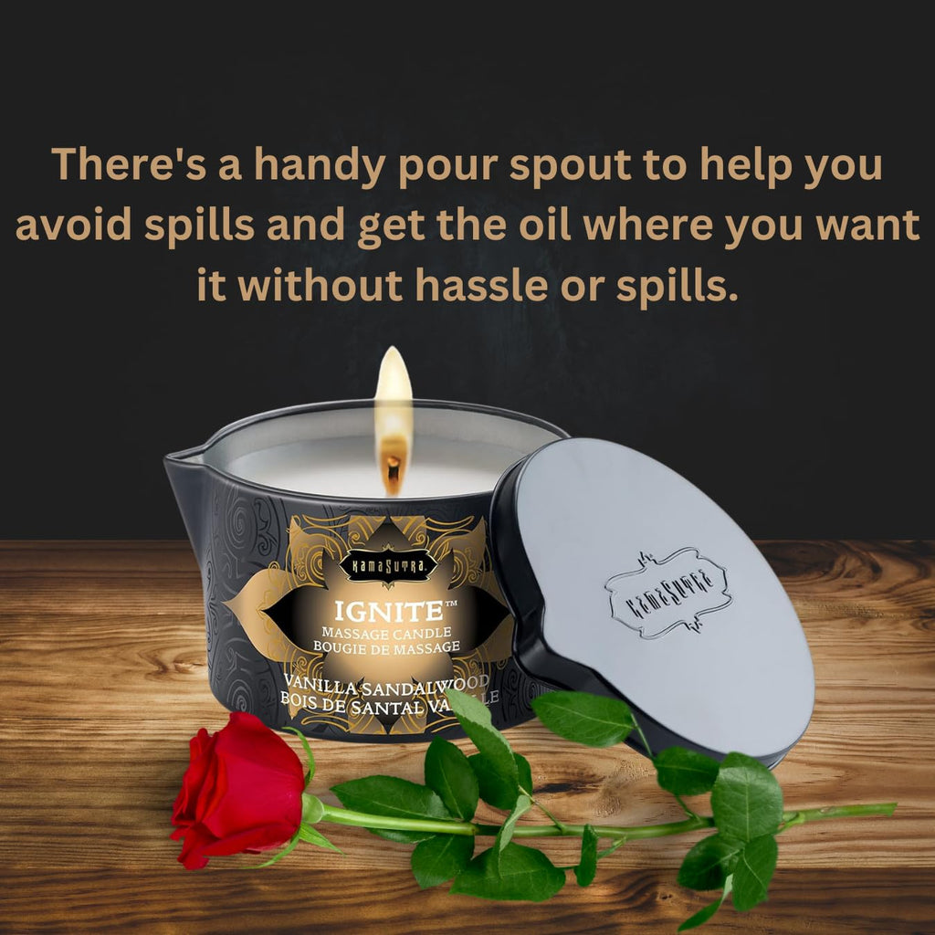 Ignite Massage Candle Vanilla Sandalwood, 6 Ounce