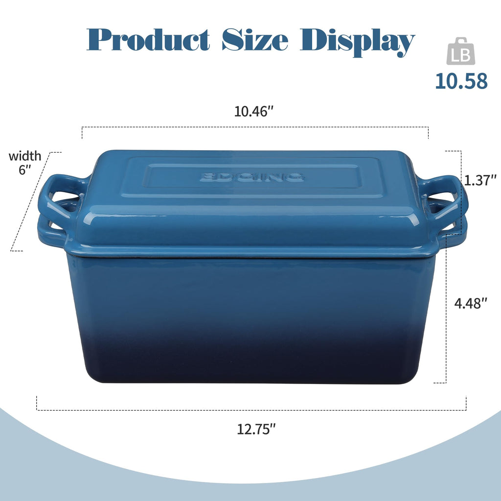 Enameled Cast Iron Dutch Oven, Oblong Bread Oven for Sourdough Bread Baking, Baking Pan, Dual Handles, Oven Safe, 4