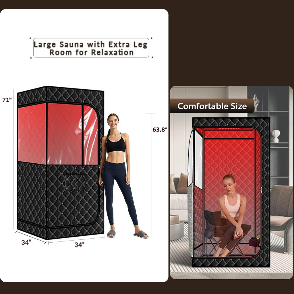 Smartmak Portable Sauna with Infrared 660nm Red Light Therapy Lamp for Home Relaxation