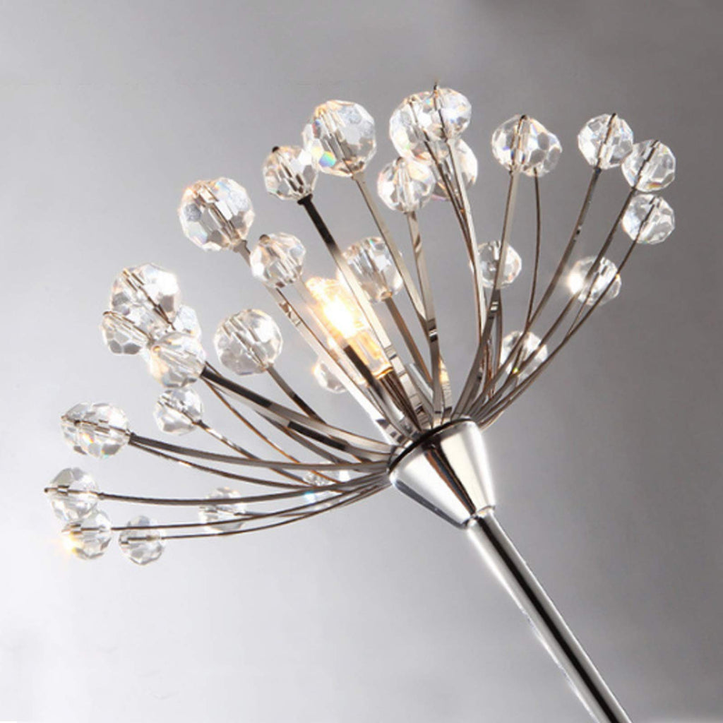 Modern Crystal Dandelion LED Floor Lamp with Remote Foot Control - 5-Head Elegant Standing Light | Includes 35x3W
