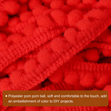 Pom Pom Ball Fringe Trim, Ribbon Sewing Accessory DIY Crafts Curtain Clothes Pillow Decoration (5mm, Red) - 10 Yards