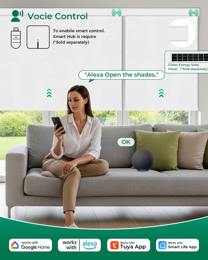 Motorized Blinds with Remote (Cloud-Patterned, )