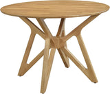Elowen - Solid Wood - 42-Inch Round Dining Table with Bevel Tabletop, Angled Base Design, Geometric Legs - Dining