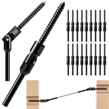 Black Cable Railing Hardware, 180° Angle Swage Lag Screws, 20 Pack