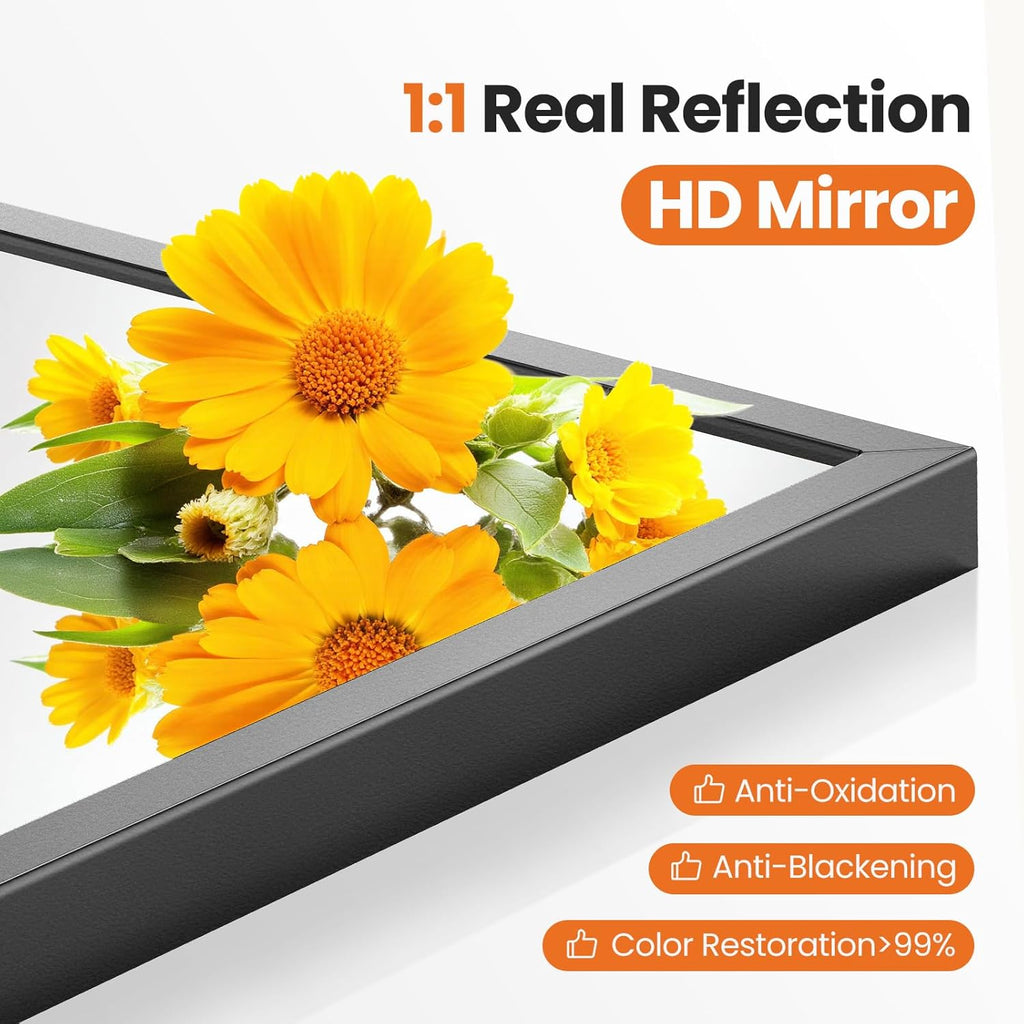 26"x38" Arch Black Bathroom Wall Mirror, Metal Frame Vanity Mirror
