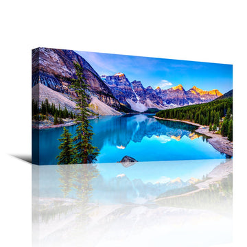 Moraine Lake Canvas Wall Art 57x28 Inches Framed Rocky Mountain Lake Wall Decor Wood Frame Waterproof HD Giclee Print