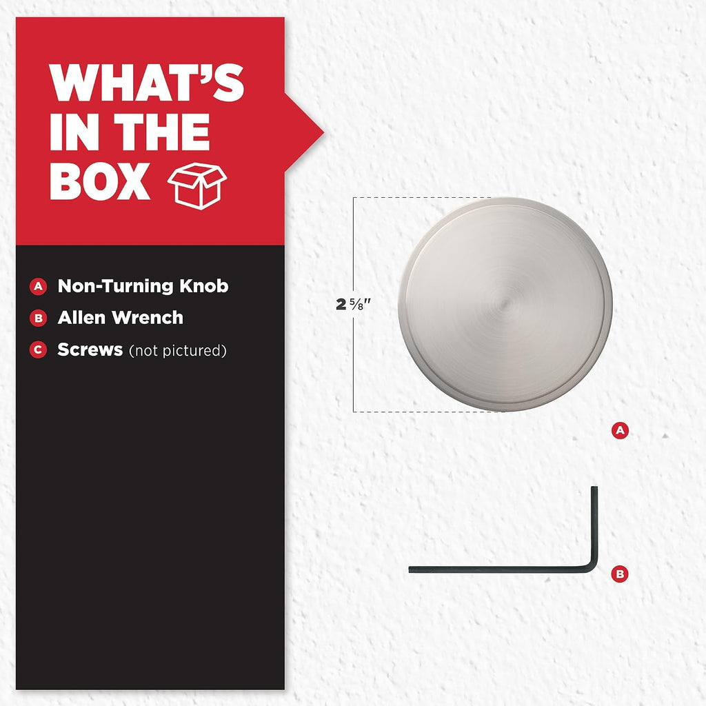 Pismo Dummy Door Knob, Single Sided Handle for Closets, French Double Doors, and Pantry, Satin Nickel Non-Turning