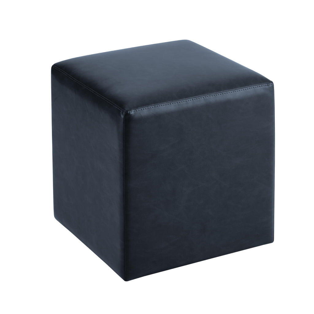 18" Warren Ottoman Square Faux Leather Bench, Stationary Ottomans, Backless Chair, Footrest, Footstool Office