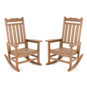 Patio Rocking Chairs Set of 2, All-Weather Outdoor & Indoor Porch Rocker with 400 lbs Weight Capacity, Front Porch