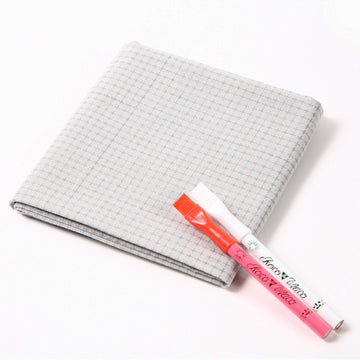 Sashiko 100% Cotton Sewing Cloth (42.5 inch x 19.6 inch) with Grid Line and Fabric Marking Pencil Set (Light Grey)