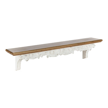 Abberly Farmhouse Wall Shelf, 28 x 5 x 6.5, Rustic Brown and White, Rustic Floating Shelf for Wall