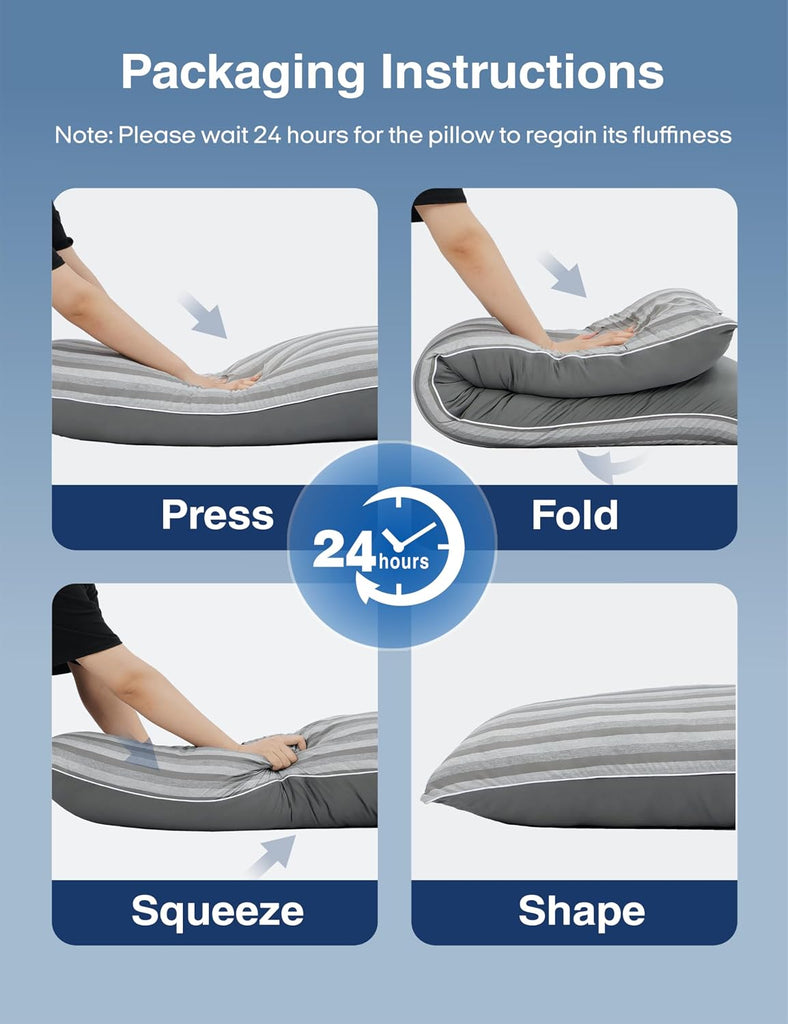 Cooling Body Pillow for Adults, Long Pillow with Memory Foam Adjustable, Firm Support Body Pillow for Side Sleeper