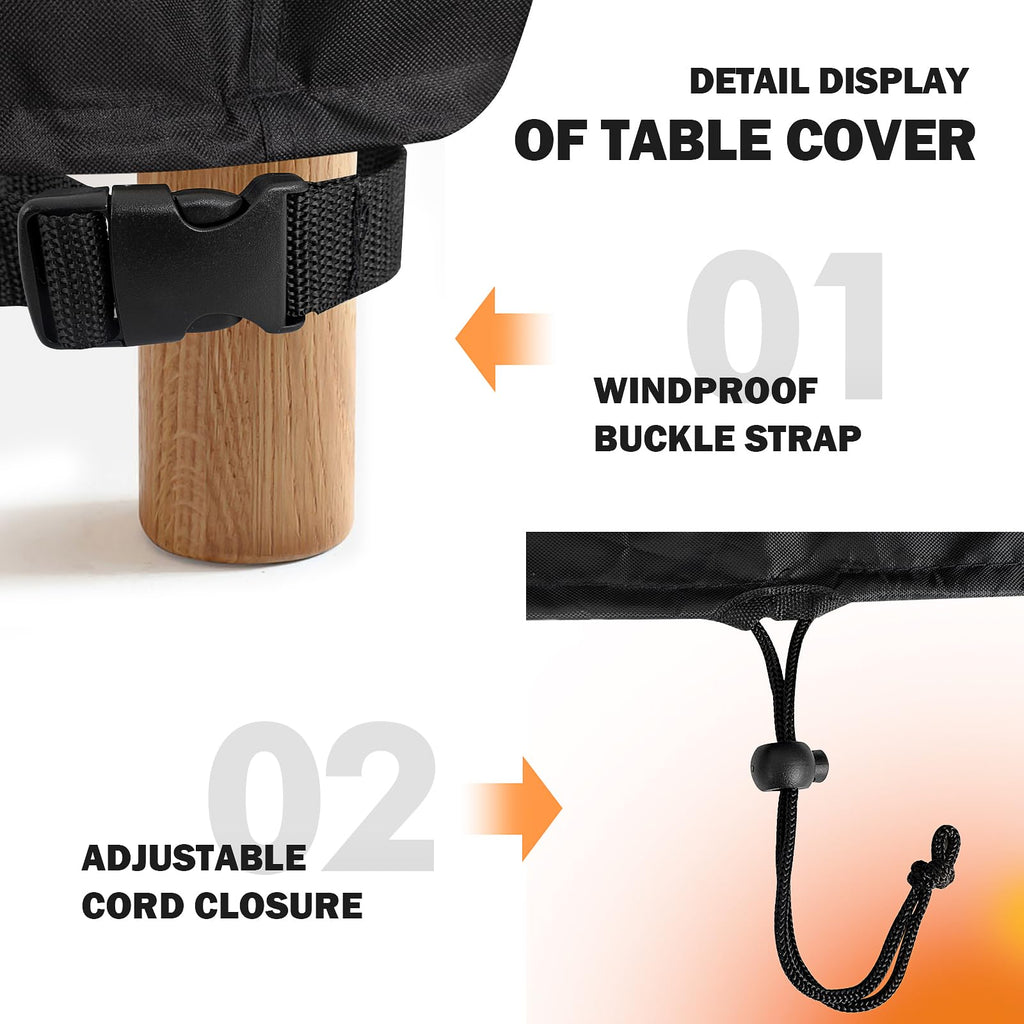 Outdoor Table Covers Waterproof Rectangle 60x38x28in, Patio, Black