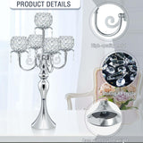 5 Arm Elegant Crystal Candle Holder,Candlestick, 22 Inch Tall Candle Holder Table Candelabra Event Party Table