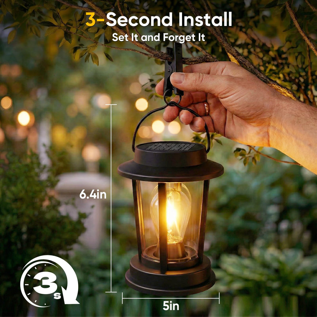 Hanging Solar Lanterns Outdoor Waterproof: 2 Pack Accent Lantern