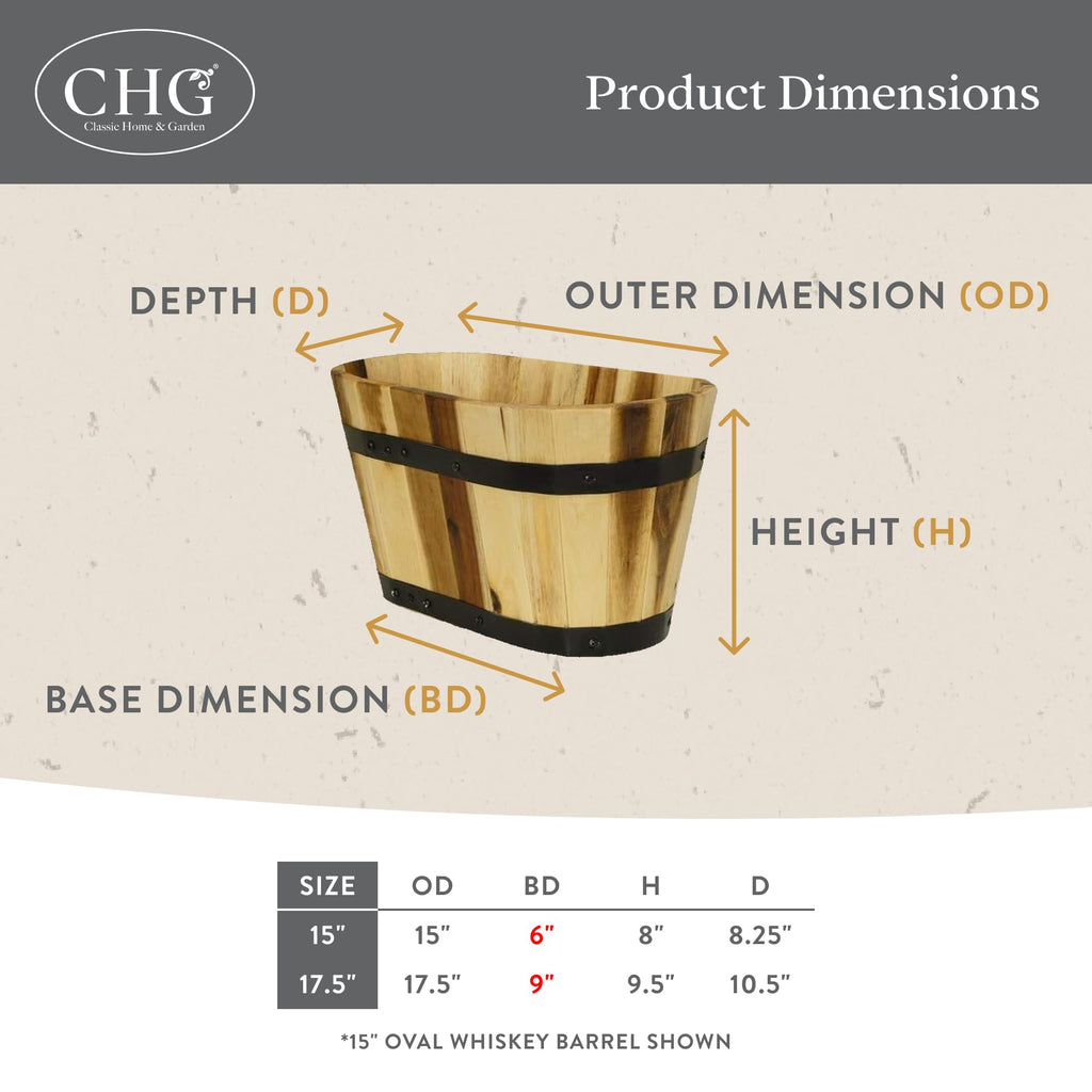 Oval Barrel Planter, Acacia