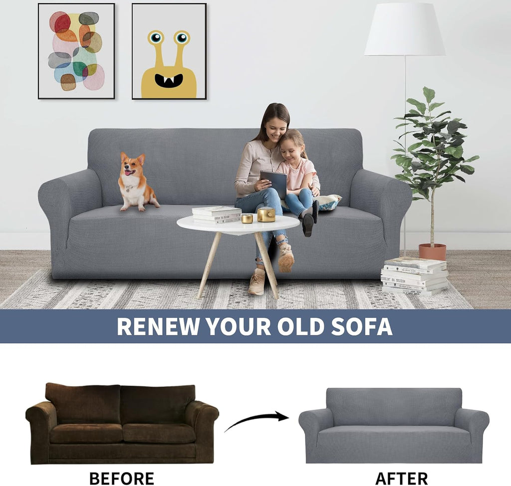 Super Stretch Chair Sofa Slipcovers 1-Piece Jacquard Chair Covers Soft Anti Slip 1 Seater Couch Furniture Protector