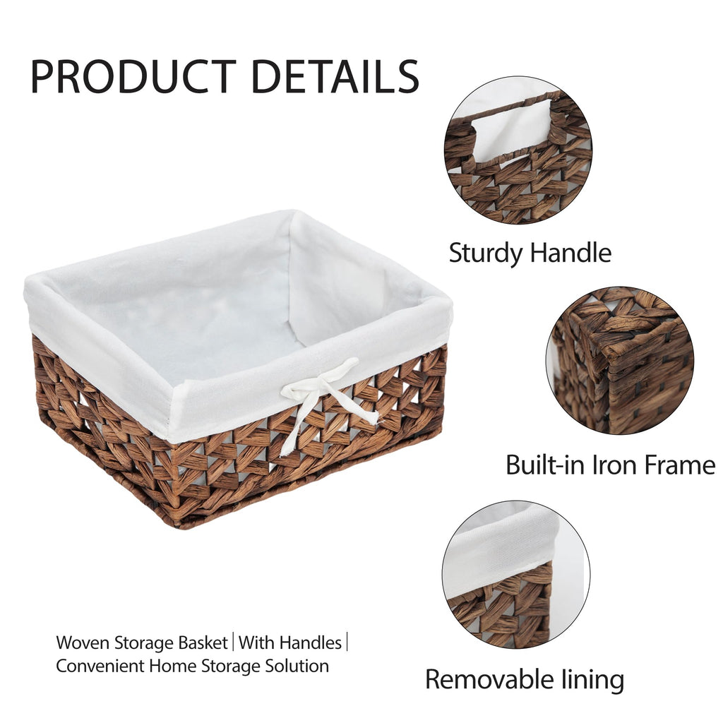 Water Hyacinth Storage Basket Small with Metal Frame & Removable Liner