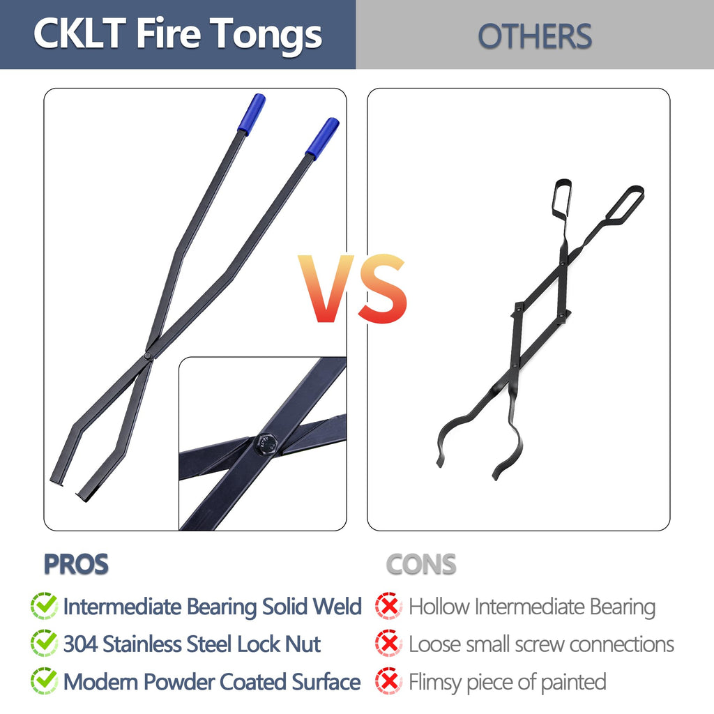 40in Fire Tongs for Fire Pit Heavy Duty Manganese Steel