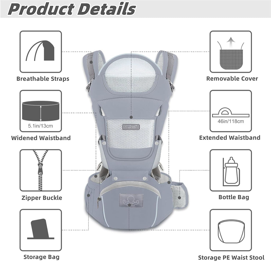 Carrier Ergonomic Infant Carrier, Baby Hip Seat for 7-33lbs