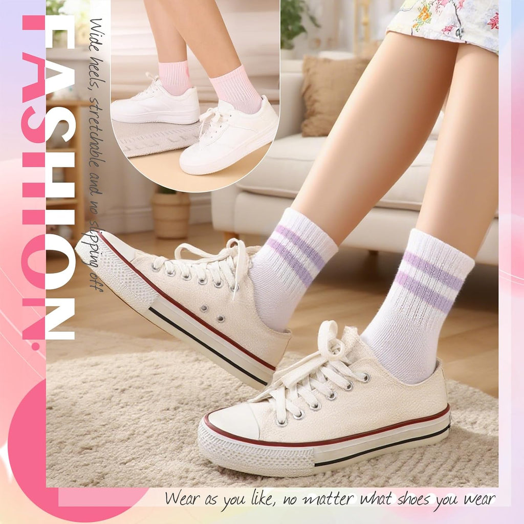 6 Pairs Kids Girls Pink White Crew Athletic Socks Years