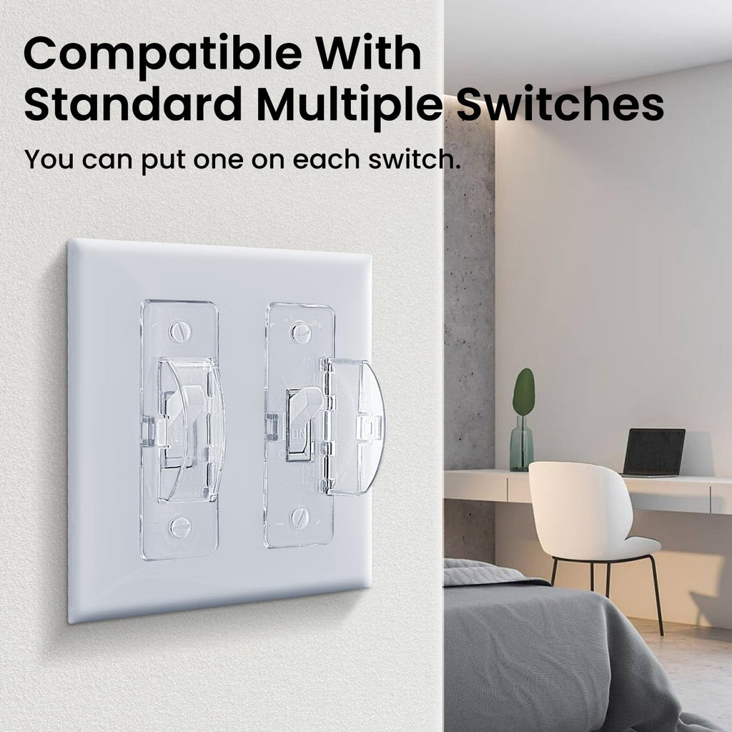 Switch Guard - Light Switch Cover Guard - Childproof - Clear (4pc) - Toggle Switch Compatible - Approximately 3.5"L x