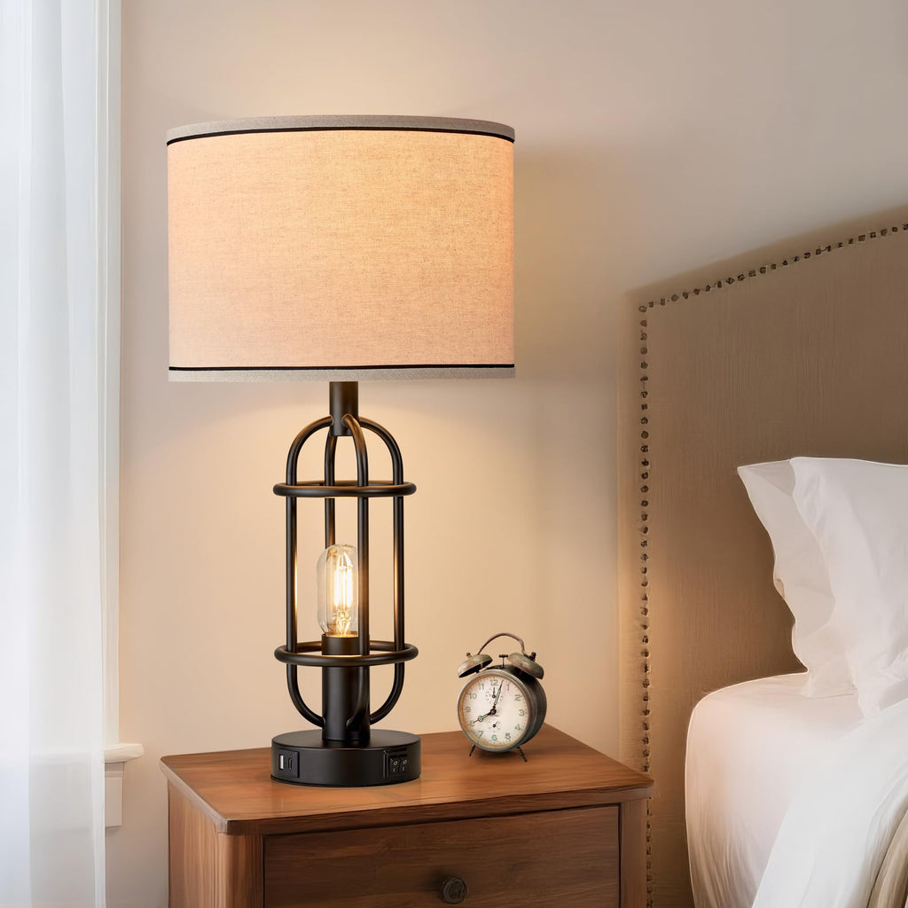 22.3" Farmhouse Table Lamps Set of 2, Black