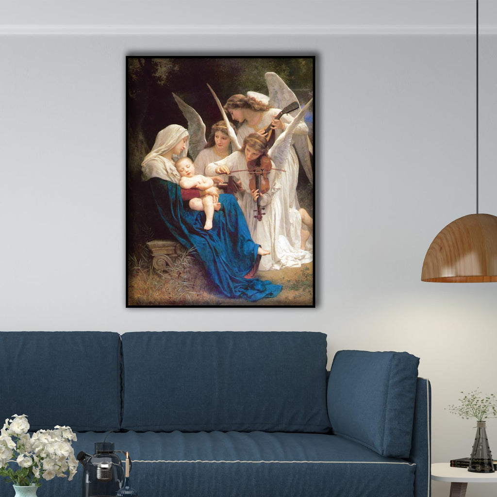 William Adolphe Bouguereau Art Prints - Virgin and Angel Poster - Virgin Mary Angels Choir Wall Art Canvas