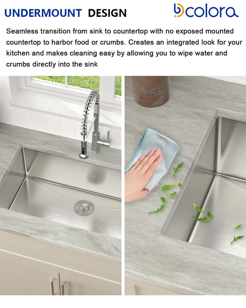 36 Inch Extra Large Undermount 16 Gauge Stainless Steel Sinks Single Bowl Under Counter Mount Basin, Round Corner