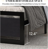 Queen Bed Frame with Modern Headboard, Heavy Duty Platform Metal Base with Square Footboard and 13 Strong Slats
