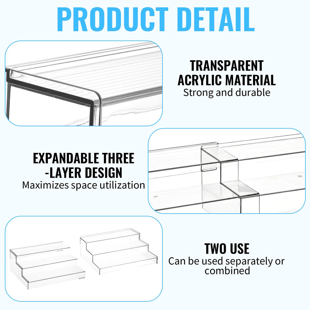 Extendable Can Rack Organizer for Pantry 3-Tier Acrylic Can Rack Organizer for Food Storage Roomsholds up to 24 Cans
