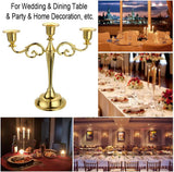 3 Arms Metal Candelabra Candlestick Silver European Elegant Candle Holder Candle StandHome Decoration (Golden Tone)