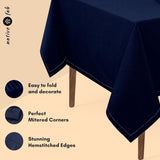 Tablecloth 60x84 Inches - 100% Cotton, Durable, Wrinkle-Free, Machine Washable Table Cover, Banquets