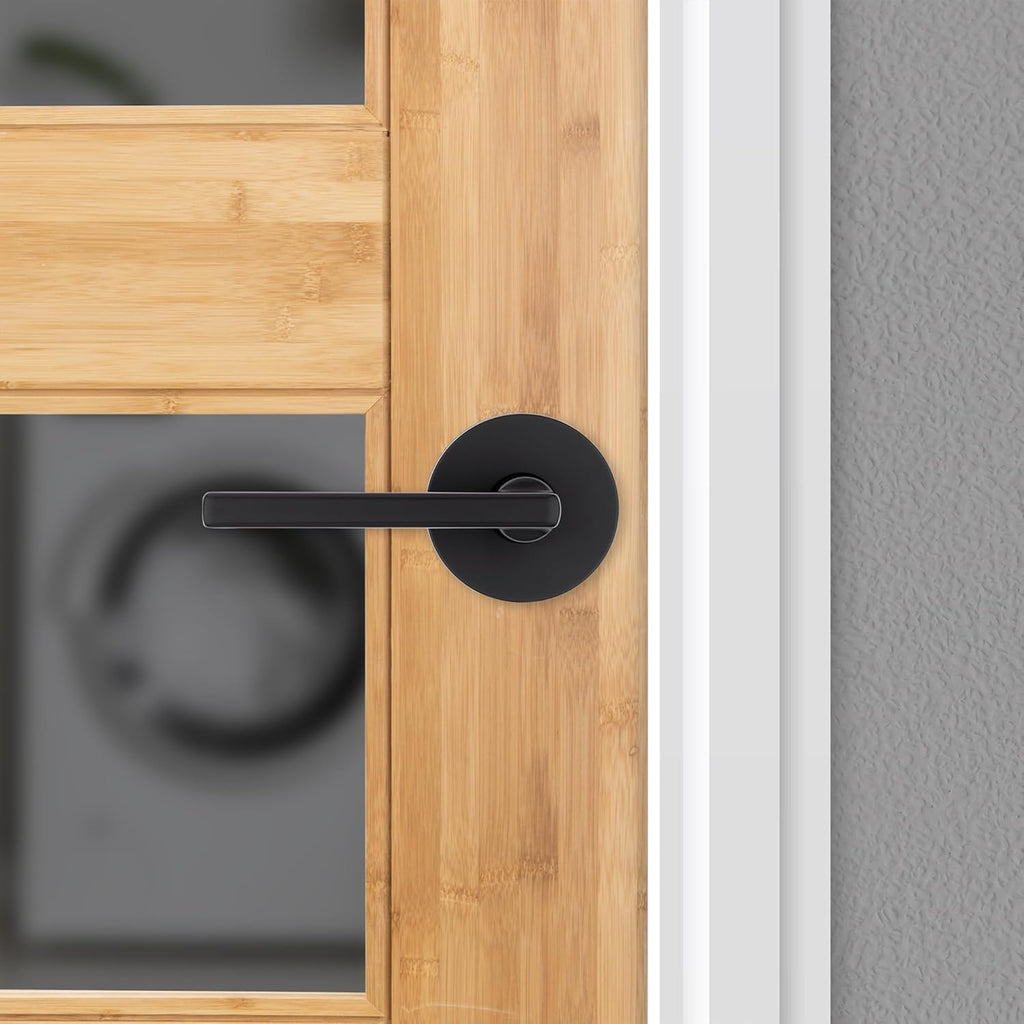 Halifax Interior Passage Door Knob, Round Handle and Hallway Doors, Non-Locking Doorknob in Matte Black