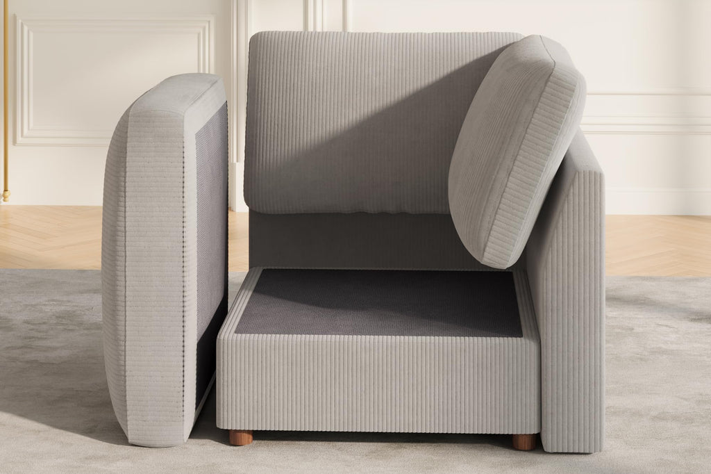 Corner Module for Corduroy Sectional Couch, Light Gray