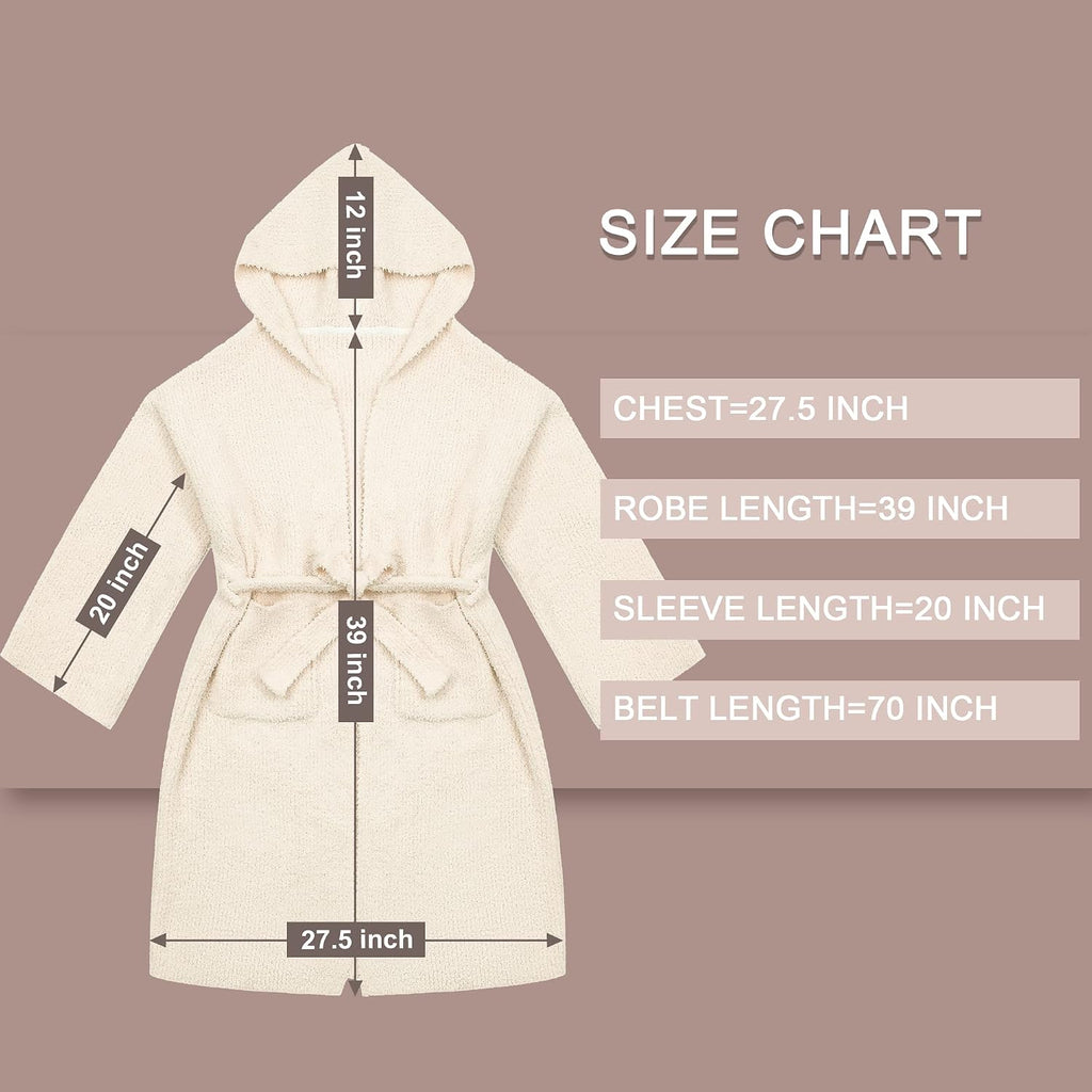 Plush Hooded Bath Robe Women's Loungewear Sleep Robe Indoor Outfit