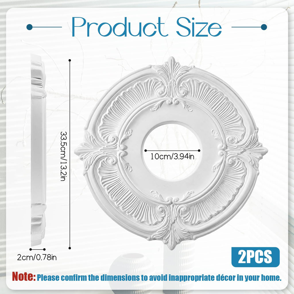 2 Pcs PU Ceiling Medallion Decorative Ceiling Fan Medallion