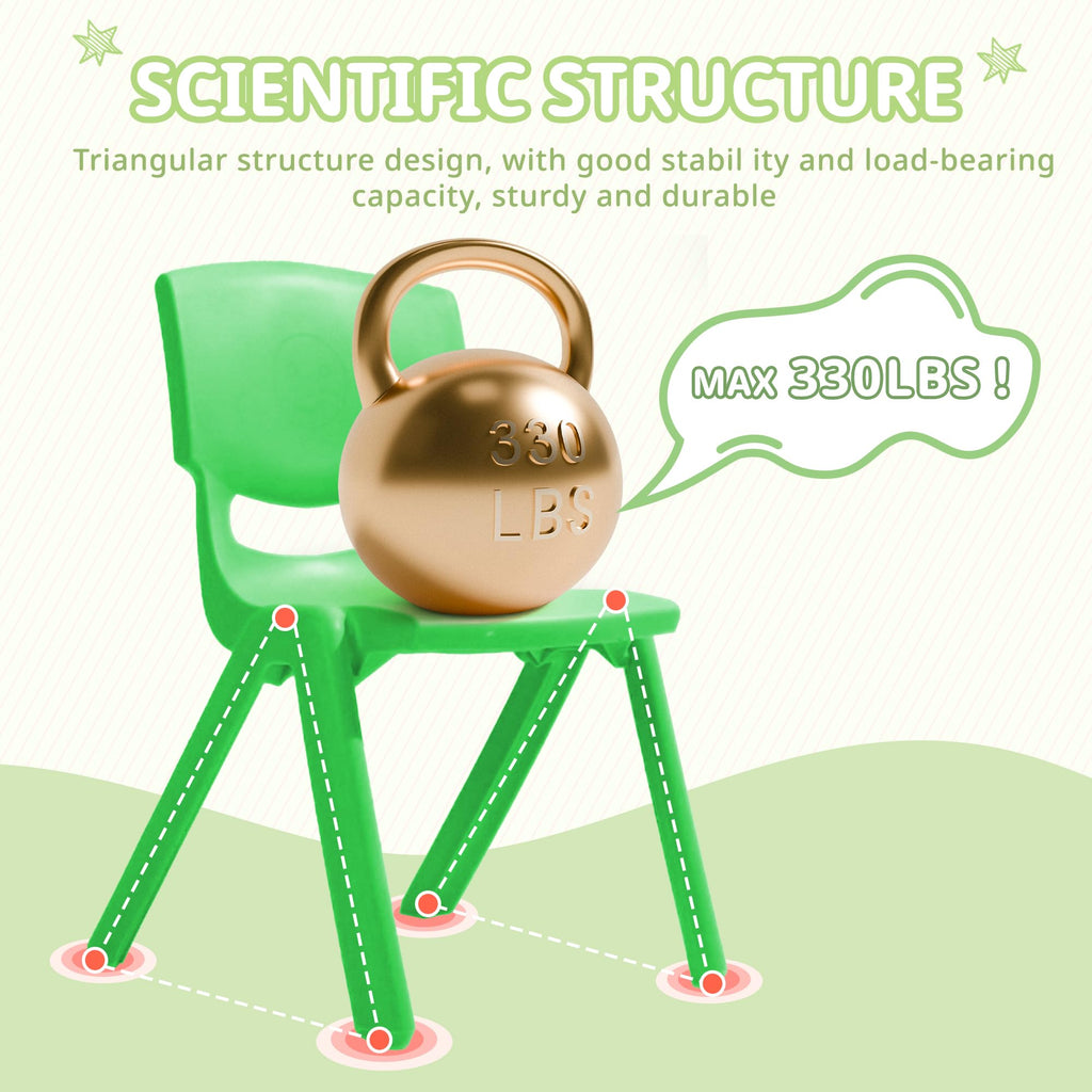 12Pcs Stackable School Chairs, Colorful Kids Plastic Chair for Toddlers with 11'' Seat, Kids Flexible Seating for