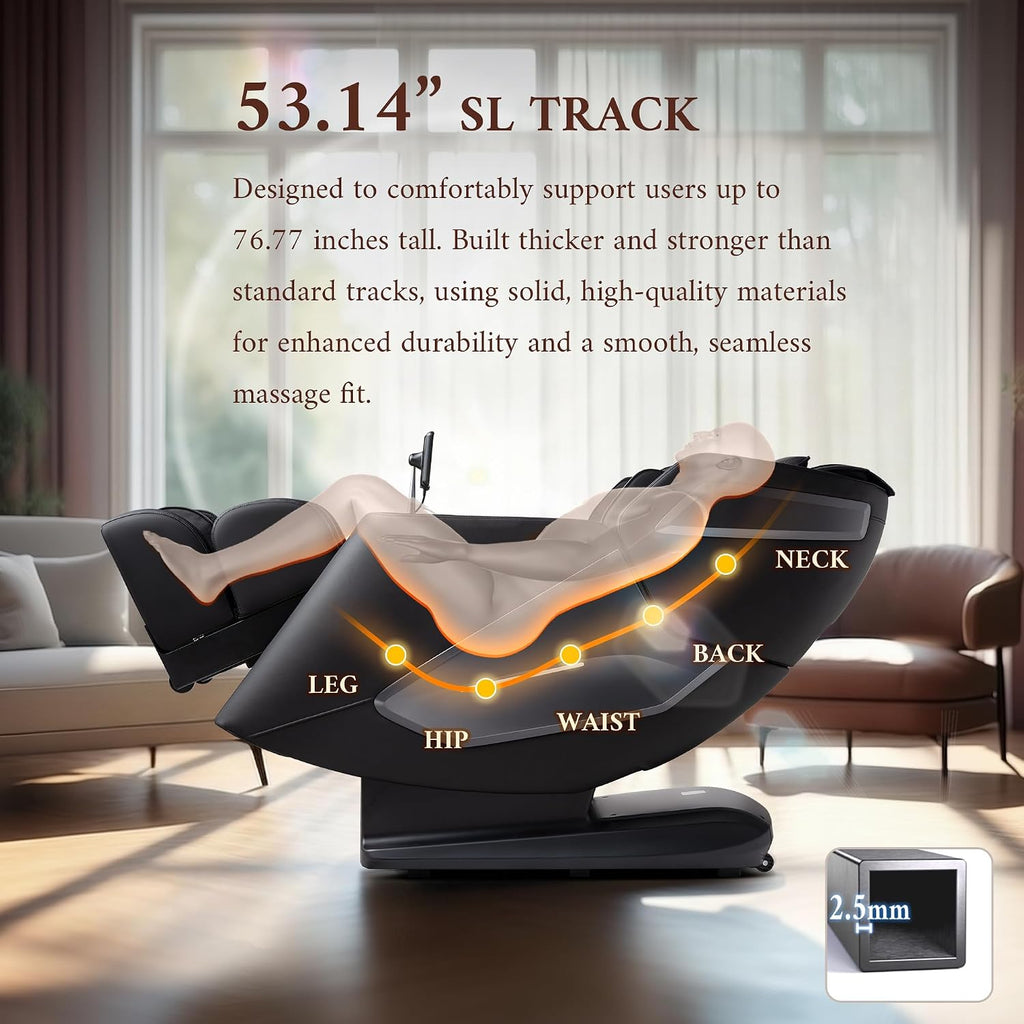 4D Massage Chair, Full Body Massage Chair, Zero Gravity Recliner w/ Intelligent Voice Control, 53.14" SL Track