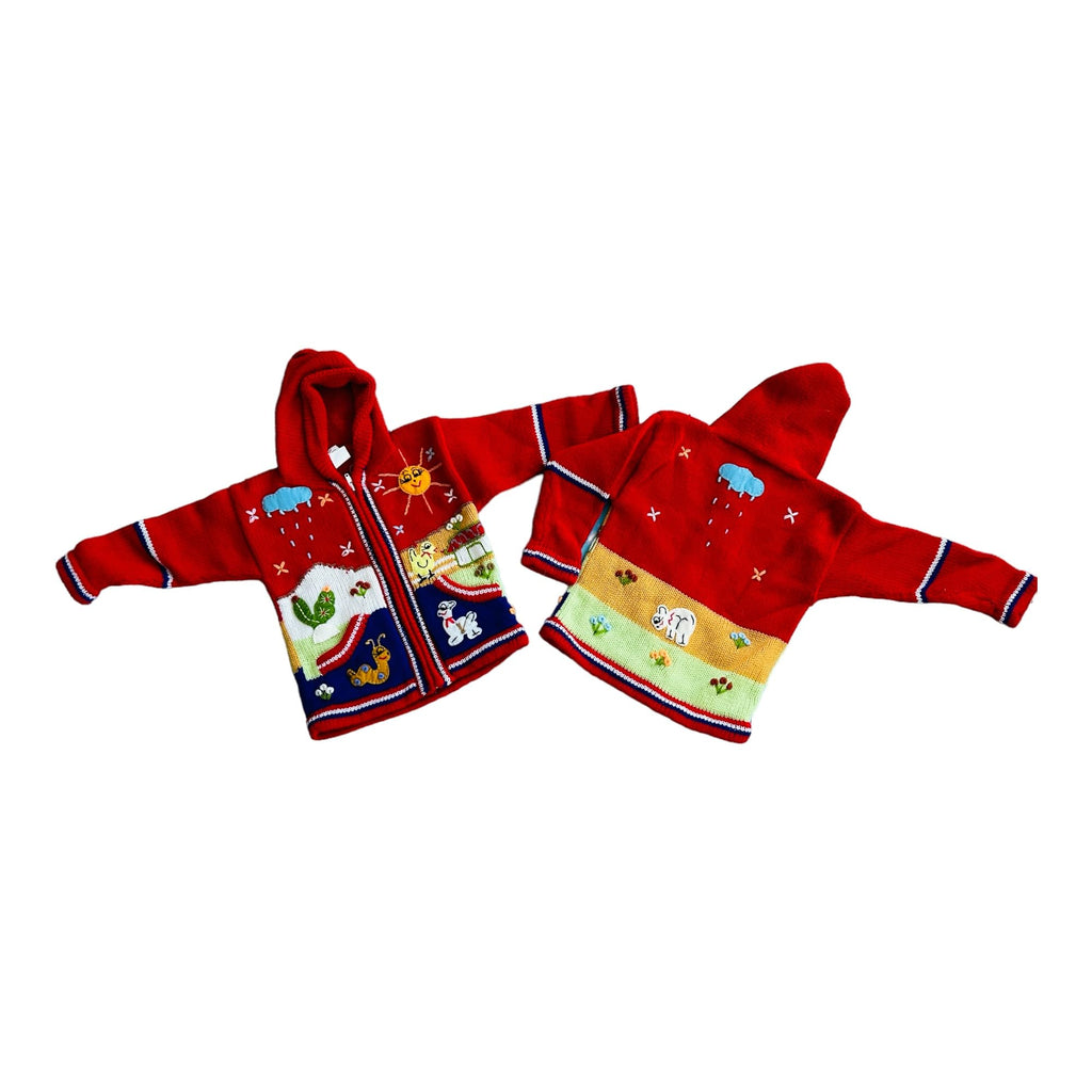 Peruvian Wool Knitted Sweater with Hoodie for Babies & Toddlers, Unisex, Chompas Peruanas, Fall Winter Sweater