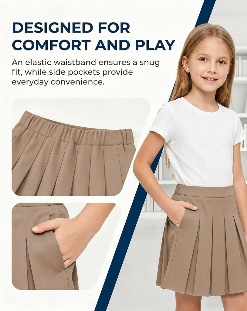 Uniform Skirts for Girls Pleated Tennis Skort with Pockets