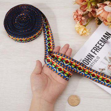 Jacquard Ribbon Trim Vintage Embroidered Ribbon Sewing Lace Woven Fabric Ribbon Garment Trim for Curtain - 10 Yards