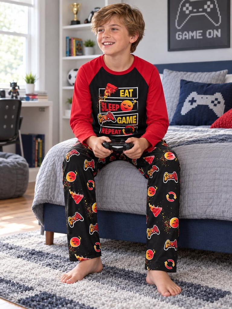Boys Trendy Graphic Long Sleeves & Pants Winter Pajamas